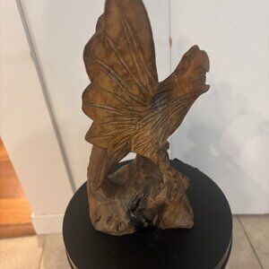 Hand Wood Carved American Eagle 6 inches wide X 12 inches high